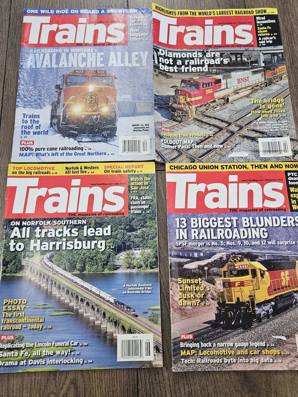 Lot of 4 Trains Magazines 2015 Issues